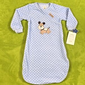 NWT 0-9M Baby Boys Sleep Sack Puppy Dog Carter’s Blue Fleece Deluxe Bag 2 Cute!